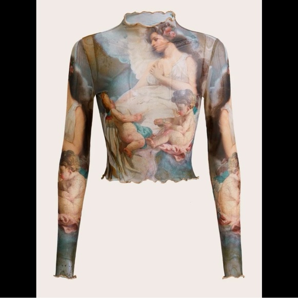 NWOT Figure Graphic Lettuce Trim Crop Shirt - Picture 1 of 4